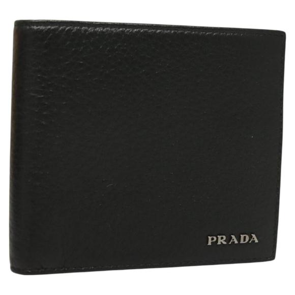 PRADA Bifold Wallet Leather Black Auth PP758 - Picture 1 of 16